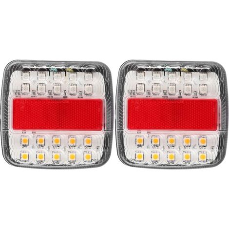 2 pièces 12V/24V 20LED feux arrière Double couleurs pour camion remorque (couvercle de lampe blanc) (1/5)