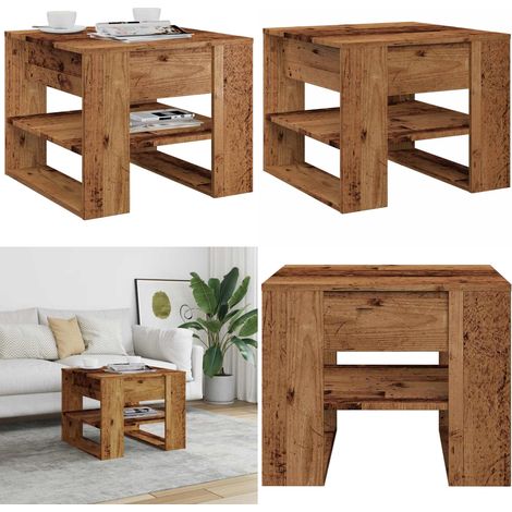 vidaXL Table basse vieux bois 55,5x55x45 cm bois d'ingénierie (1/5)