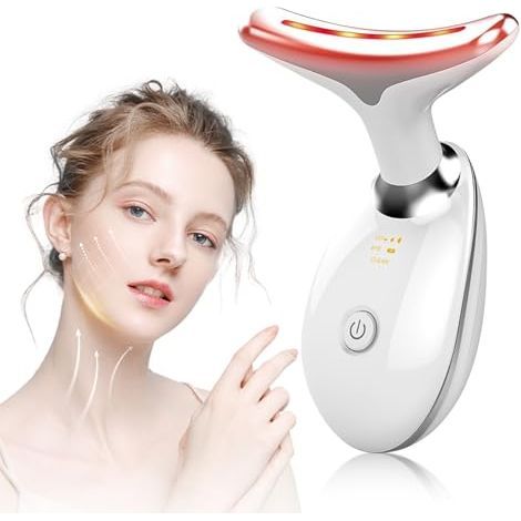 Appareil Anti Rides Visage, 3 Modes EMS Appareil de Gua Sha Visage, Appareil de Massage Visage 7 Couleurs, Chauffable 45°C Guasha Pour Visage Instrument, Double Menton Raffermissant et Liftant, rose (1/5)