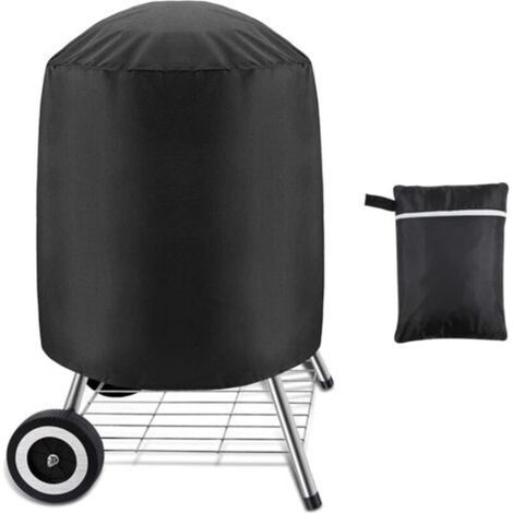 Confezione da 1, copertura impermeabile per barbecue a carbone, per barbecue rotondo da esterno, colore nero (58 x 77 cm)