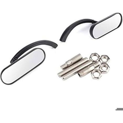 Rétroviseur Moto - Verre Ovale - Aluminium - Pour Honda Shadow 600 750 1100 Ace - Noir - Lot De 2 (1/5)