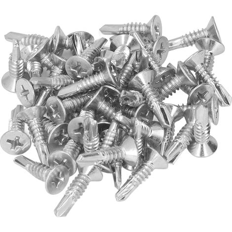 Vis à bois autoforeuse 50 pièces acier carbone zingué tête fraisée 4,8x19mm pour bricolage maison (1/5)