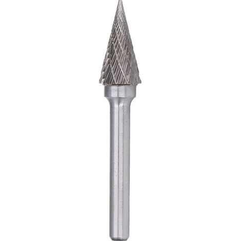 Rotationsfräser, 2-fach geschnitten, spitzkegelförmig, für Druckluftschleifer, 6 mm Schaft, YG8 Hartmetall, MX1225