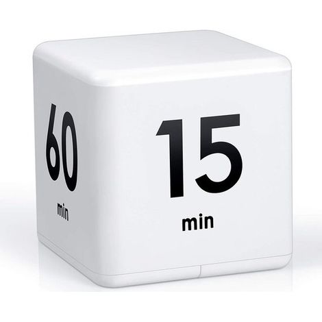 Timer elettronico - Timer - Cubo - per lo studio, impostazione per la gestione del tempo - ottimo per l'esercizio fisico, timer da tavolo da cucina - 777 cm - bianco - 15/20/30/60 minuti e conto alla (1/5)