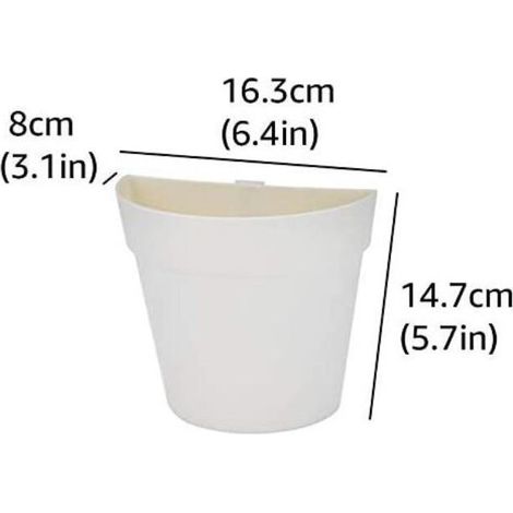 MOONSTARS Lot de 2 pots de fleurs muraux en plastique à suspendre pour intérieur et extérieur Blanc crème (1/4)