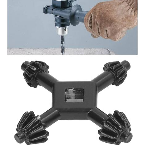 Clé multifonction 4 en 1 pour perceuse électrique, clé de mandrin noire, verrou de clé pour perceuse pistolet, accessoires pour outils électriques (1/5)