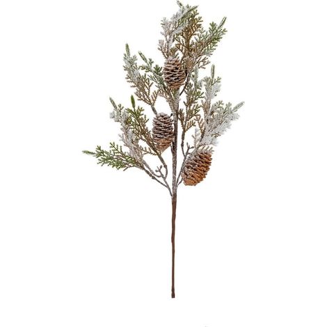 Large Frosted Cypress Fir Branch Spray with Pinecones - Plastic - L30 x W30 x H72 cm - Green