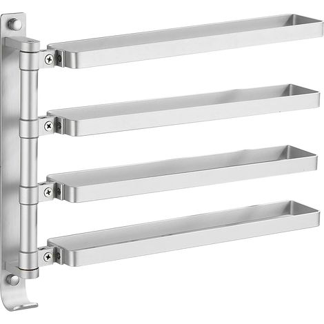 1 Porte-serviettes mural, 4 barres pivotantes 180°, aluminium antirouille, séparation serviettes, pour salle de bain et cuisine (1/5)