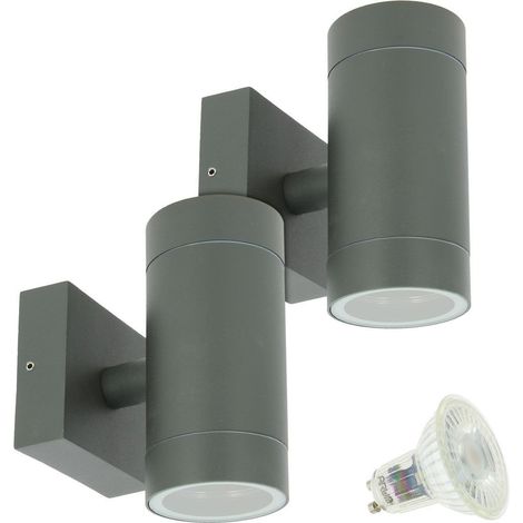 Set 2 applique VENICE Outdoor Grigio Antracite doppio fascio con 4 lampadine LED GU10 5W  Température de Couleur: Bianco caldo 2700K