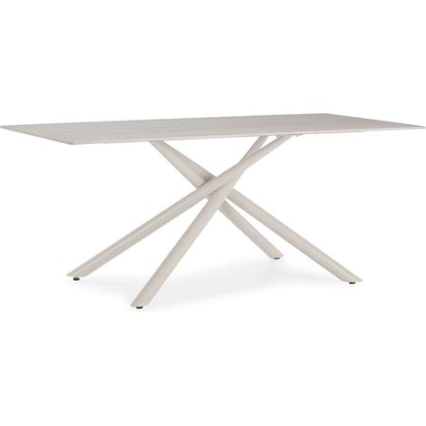 Mesa comedor rectangular Teho acabado travertino/crema, 180cm(ancho) 90cm(largo) 75.5cm(alto). (1/5)