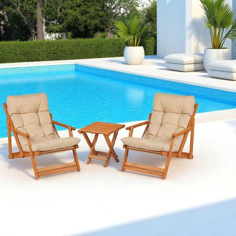 Salon jardin détente beige - 2 assises confort SORA (1/5)