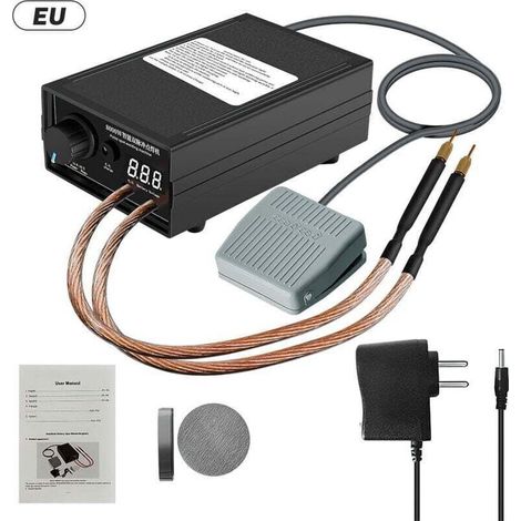 Tragbares Punktschweißgerät, 8000 W, einstellbar von 0–1200 A, 9600 mAh Lithium-Akku, Doppellötstift für 18650-Akkus (1/4)