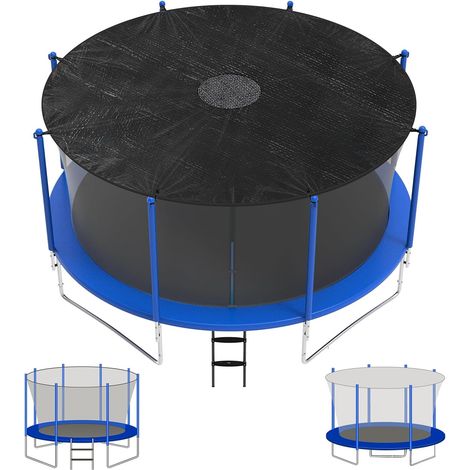 Robuste Trampolin-Sonnenschutzplane, universell für 6/8-Zoll-Stangen, 4,27 m reißfeste Plane mit mittigem Netzablauf, schützt vor Laub und bietet Sonnenschutz für den Spielplatz im Garten. (1/5)