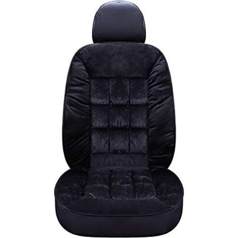Funda Para Asiento De Coche - Funda Acogedora De Felpa Gruesa - Para Asientos Delanteros - Negro - 2 Unidades (1/5)
