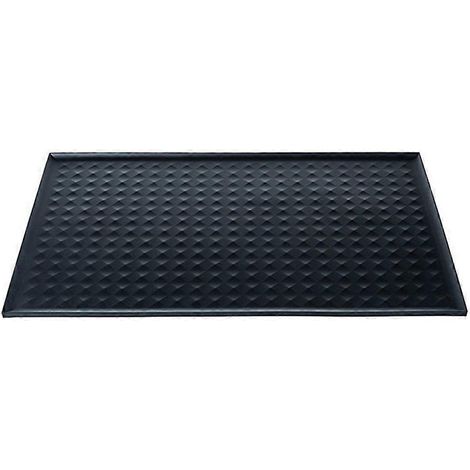 Tapis pour nourriture et eau pour animaux, antidérapant et imperméable, en silicone noir, pour chiens et chats. (1/5)