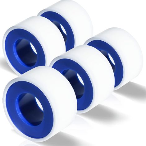 Lot de 5 rouleaux de ruban d'étanchéité - 10 m de long - En PTFE - Pour raccordement au gaz et à l'eau - Produit d'étanchéité fiable pour la maison, la cuisine, la salle de bain et (1/5)