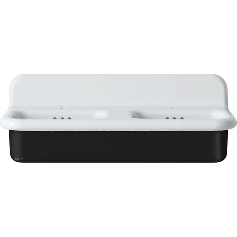 Lavabo rétro double en céramique 102 cm - True Colors Lite - Noir Brillant (1/3)