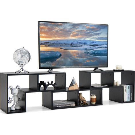 Support TV réglable 3 pièces pour TV jusqu'à 65 pouces avec étagères - noir (1/5)