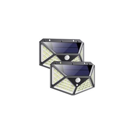 Lot de 2 lampes solaires extérieures 162 LED avec détecteur de mouvement, étanches, 2200 mAh – Éclairage sécurité puissant sans fil pour jardin, cour et allée–