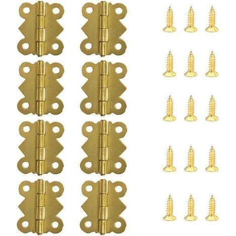 Charnière pour meuble, XU,50 Pièces Charnières Mini Papillon Charnières Laiton Rétro avec 200 pièces Vis de remplacement (20x 17mm) - KZQ