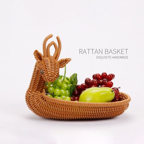 Panier de rangement tressé en rotin synthétique, panier à fruits, panier de rangement en forme d'animal, panier de présentation (1/3)