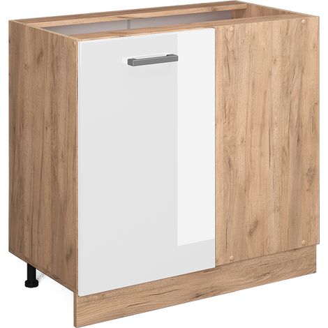 Eckunterschrank R-Line, Weiß Hochglanz, 86 cm ohne Arbeitsplatte, Vicco