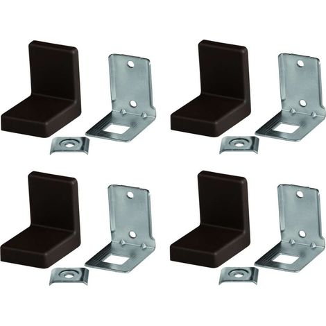Cyclingcolors – Lot de 4 équerres de fixation en acier – Capacité de charge 40 kg – Dimensions 52 x 50 x 39 mm – Cache en plastique marron foncé (1/2)