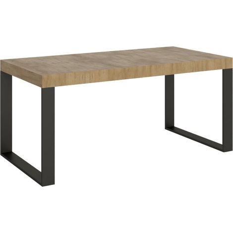 Table industrielle chêne clair et pieds métal anthracite Tiroz 180cm (1/5)
