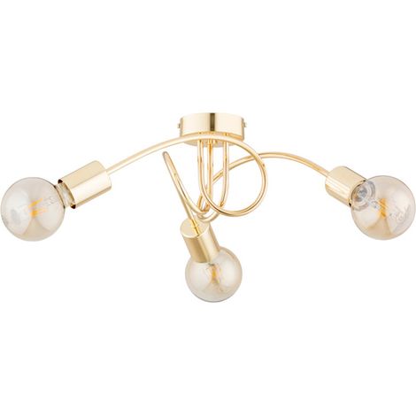 Alfa FARTA Minimalist Modern Gold/Brass Ceiling Light Fixture, 3xE27 Sockets, Metal Flush Mount, 47cm, Dimmable with Compatible Bulbs, for Living Room Dining Office