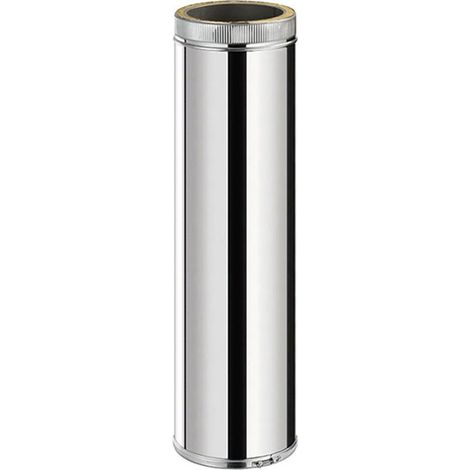 Monmobilierdesign – Conduit de fumée double paroi isolé 100 cm Ø150 – Inox AISI 304 – Isolation laine de roche 30 mm – Pour poêle à bois (1/3)