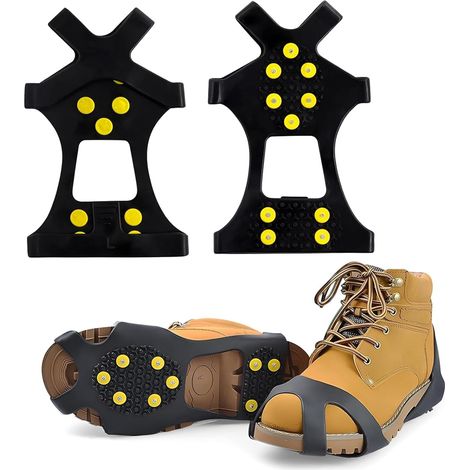 2 PCS Crampons Antidérapants 10 Clous, Chaussure Hiver Inoxydable, Traction Sur Glace, Pour Randonnées Et Alpinisme (S) (1/5)