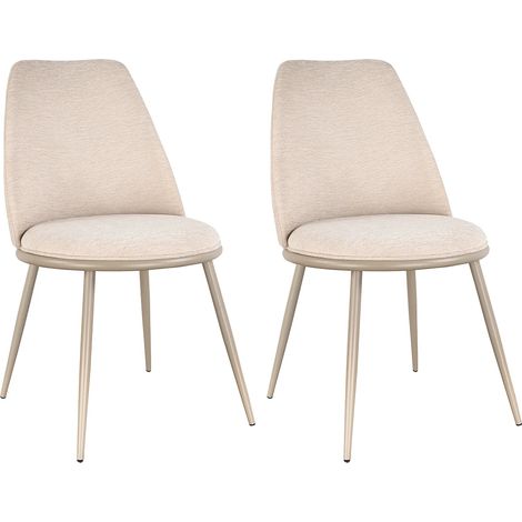 Sedia in tessuto Testurizzato e Metallo - Beige - Lotto di 2 - NEBINA (1/5)