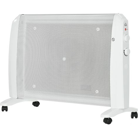 Riscaldatore Elettrico a Mica 1000W-2000W con Termostato Regolabile 4 Ruote Bianco (1/5)