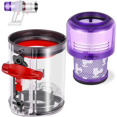 V12 Slim Staubbehälter für Dyson V12, SV20, SV30, SV46, SV49 Detect Slim Absolute Staubsauger, Ersatzteilnummer 965272-01 mit Filter (1/5)