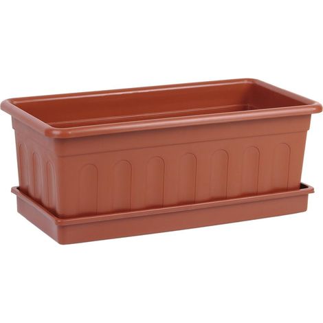 jardinera marron  modelo azahar 40 x 20 x 15.5 + plato 38 x 16.6 cm   caja 12 unid.
