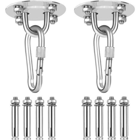 Deckenhaken, c Aufhängehaken-Set, robuste Haken aus Edelstahl für Hängesessel, c, Sling Trainer, Boxsack – Silber