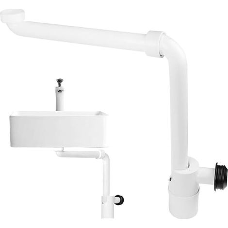 Siphon d'économie d'espace de 1 1/4" pour lavabo - Siphon réglable à 360° - Siphon anti-odeurs - Pour lavabo de salle de bain, lavabo - Blanc (1/4)