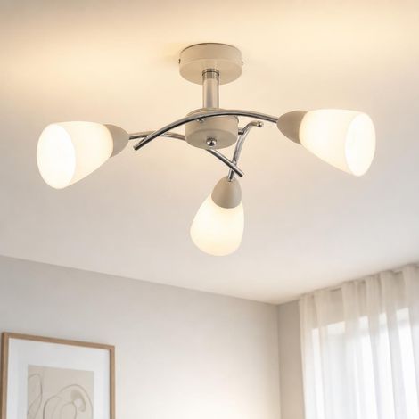 Lampada da soffitto Lampada da sala da pranzo a 3 luci Colore sabbia Metallo D 52 cm (1/5)
