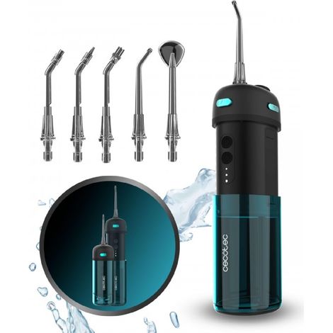 Cecotec Irrigador Dental Pórtatil Toothcare Jet Splash. Irrigador Compacto y Ligero de Viaje Con 3 Modos y Hasta 8 Intensidades
