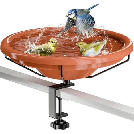Vogeltränke – 30 cm – Vogeltränke für Terrasse, Garten und Balkon – Vogeltränke mit Ständer – für Wildvögel – Braun (1/5)