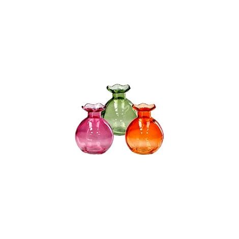 Regalo Italiano Vaso in Vetro Miles D 9 Cm H 10,5 Cm – 3 Colori Assortiti Ideale Ideale Bomboniera 1 Pz