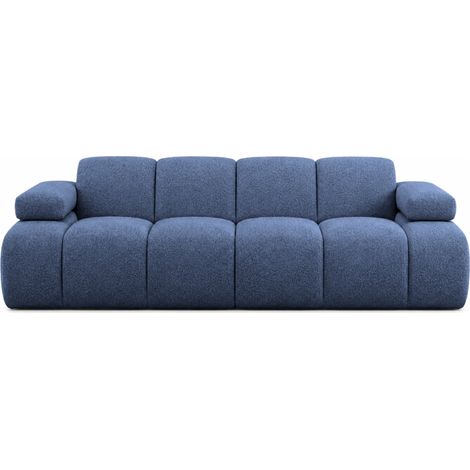 RAVELLO - Canapé droit tissu chenille 3 places Bleu (1/5)