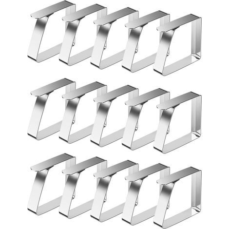 Lot de 16 pinces à nappe pour table d'extérieur, pinces à nappe en acier inoxydable à fixation ferme.