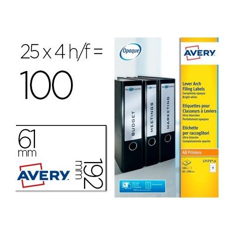 Avery L4761-25 selbstklebendes Etikett Abgerundetes Rechteck Dauerhaft Weiß 120 Stück(e)