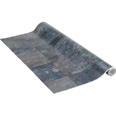 Papier adhésif Bleu rouille Aspect industriel - 45cm x 1,5m - Épaisseur 120μ, Film autocollant pour meuble et cuisine, film décoratif, papier peint, PVC sans phtalates, Fabriqué en UE (1/5)