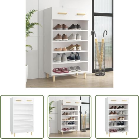 vidaXL Schuhschrank Holzwerkstoff - Schuhschrank Weiß 60x35x105 cm Holzwerkstoff (1/5)