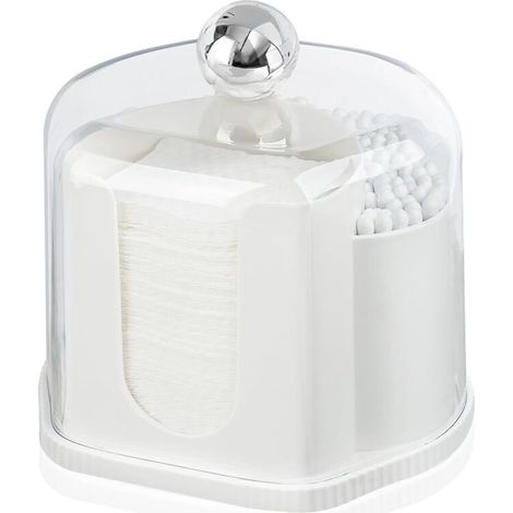 Boîte de rangement transparente pour cotons-tiges et cure-dents avec couvercle anti-poussière, conception 2 en 1, compartiments séparés pour un accès facile (1/5)