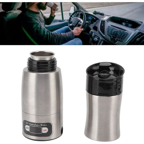 Elektrische Kaffeemaschine fürs Auto mit 12V/24V-Adapter – Tragbare Reisekaffeemaschine aus Edelstahl 304 – 150 ml Fassungsvermögen (1/5)