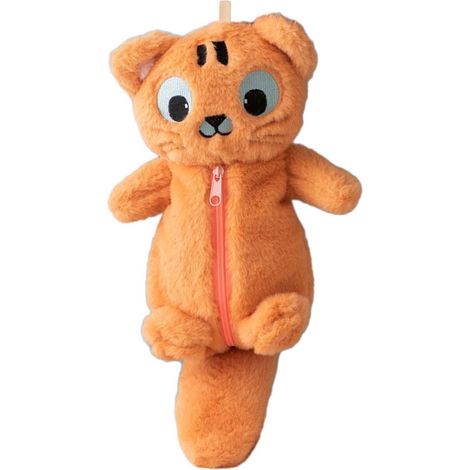Astuccio in peluche con cerniera, fantasia animalier, morbido e fantasioso, ideale per bambini, test prescolastici e casa, tigre (1/5)