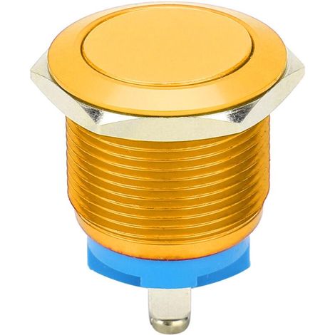 Interrupteur à bouton-poussoir métallique 19mm tête plate auto-réinitialisation jaune pour contrôle d'alimentation (1/5)